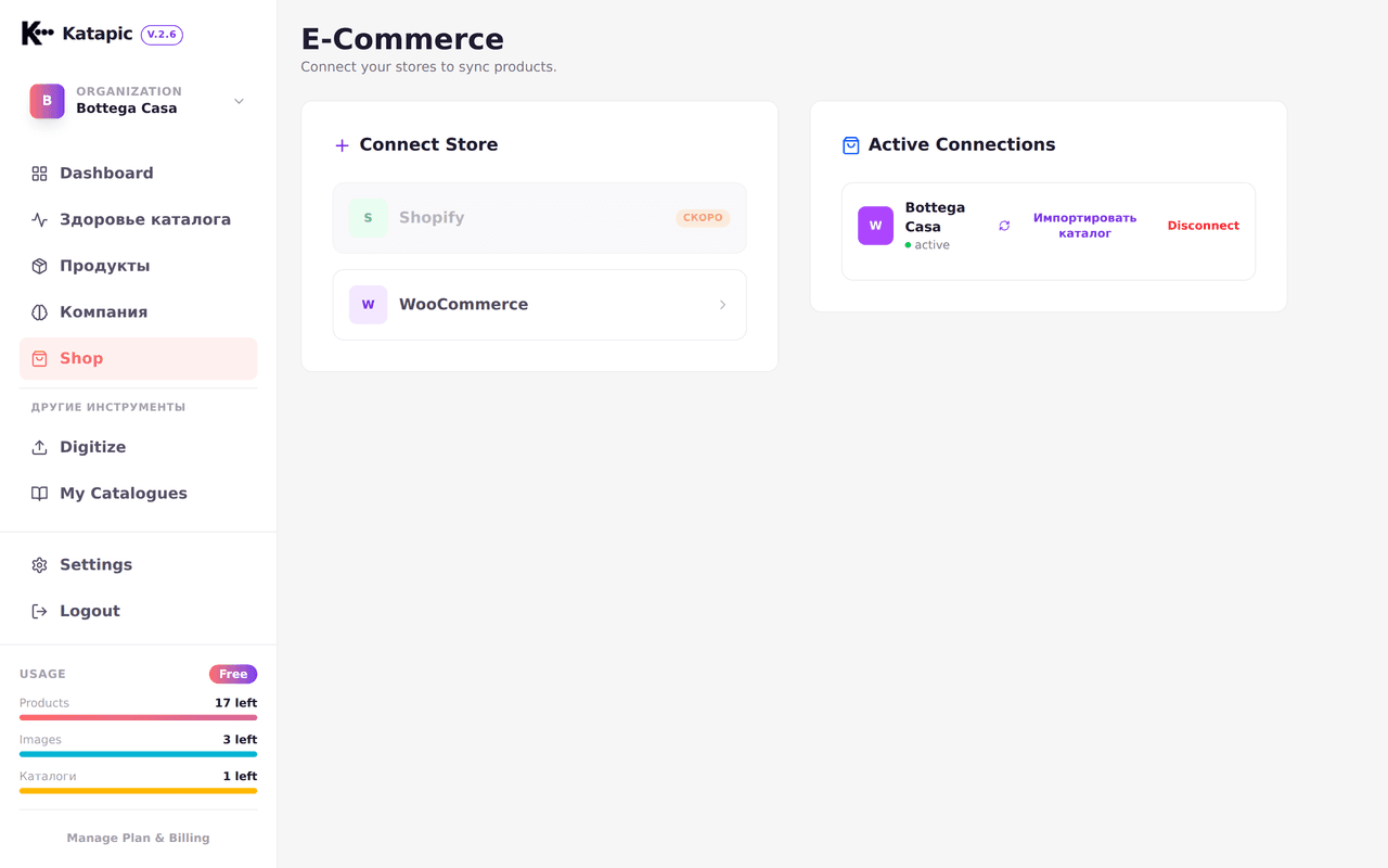Обзор подключённого магазина WooCommerce
