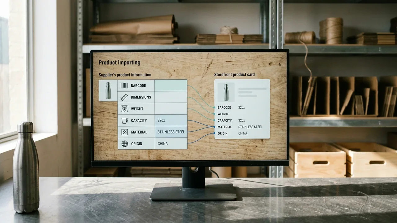 WooCommerce-importpreview met leverancierskolommen gekoppeld aan productvelden